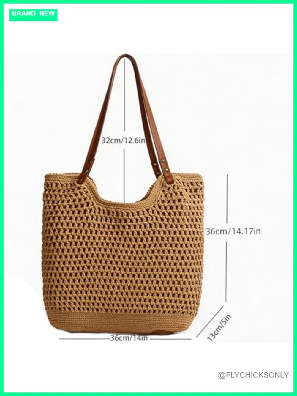 Handwoven Straw Hobo Bag with Faux Leather Handles Summer Tote